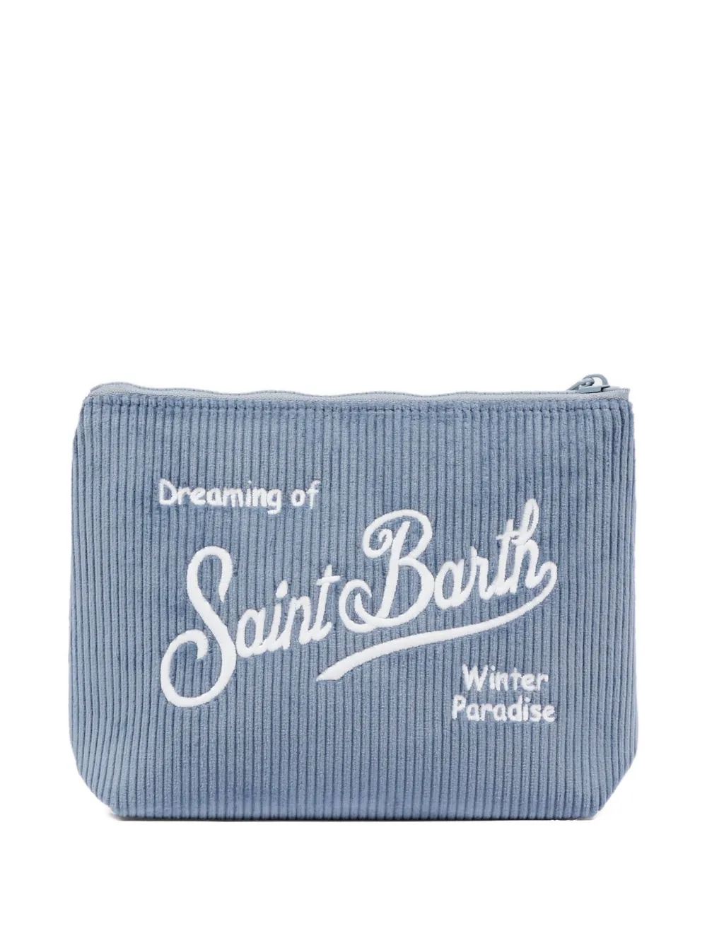 Mc2 Saint Barth Corduroy Embroidered Pouch In Blue