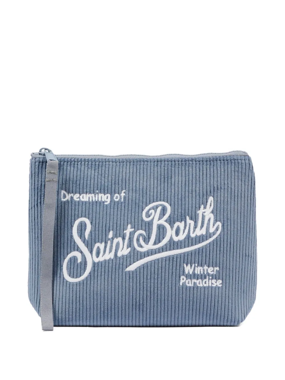 Mc2 Saint Barth Corduroy Embroidered Pouch In Blue