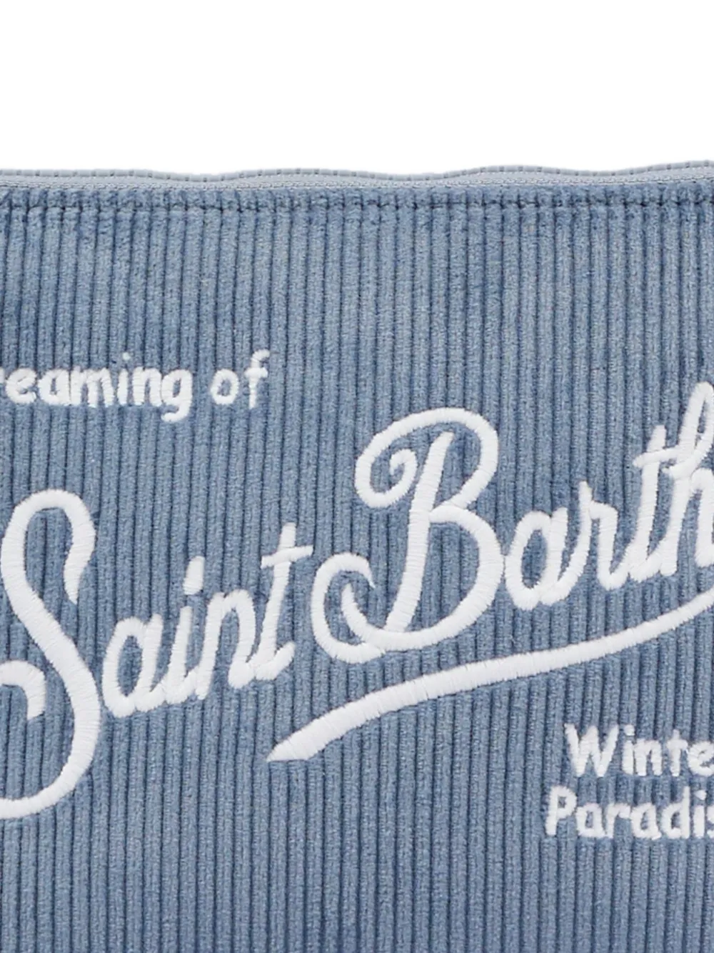 Mc2 Saint Barth Corduroy Embroidered Pouch In Blue