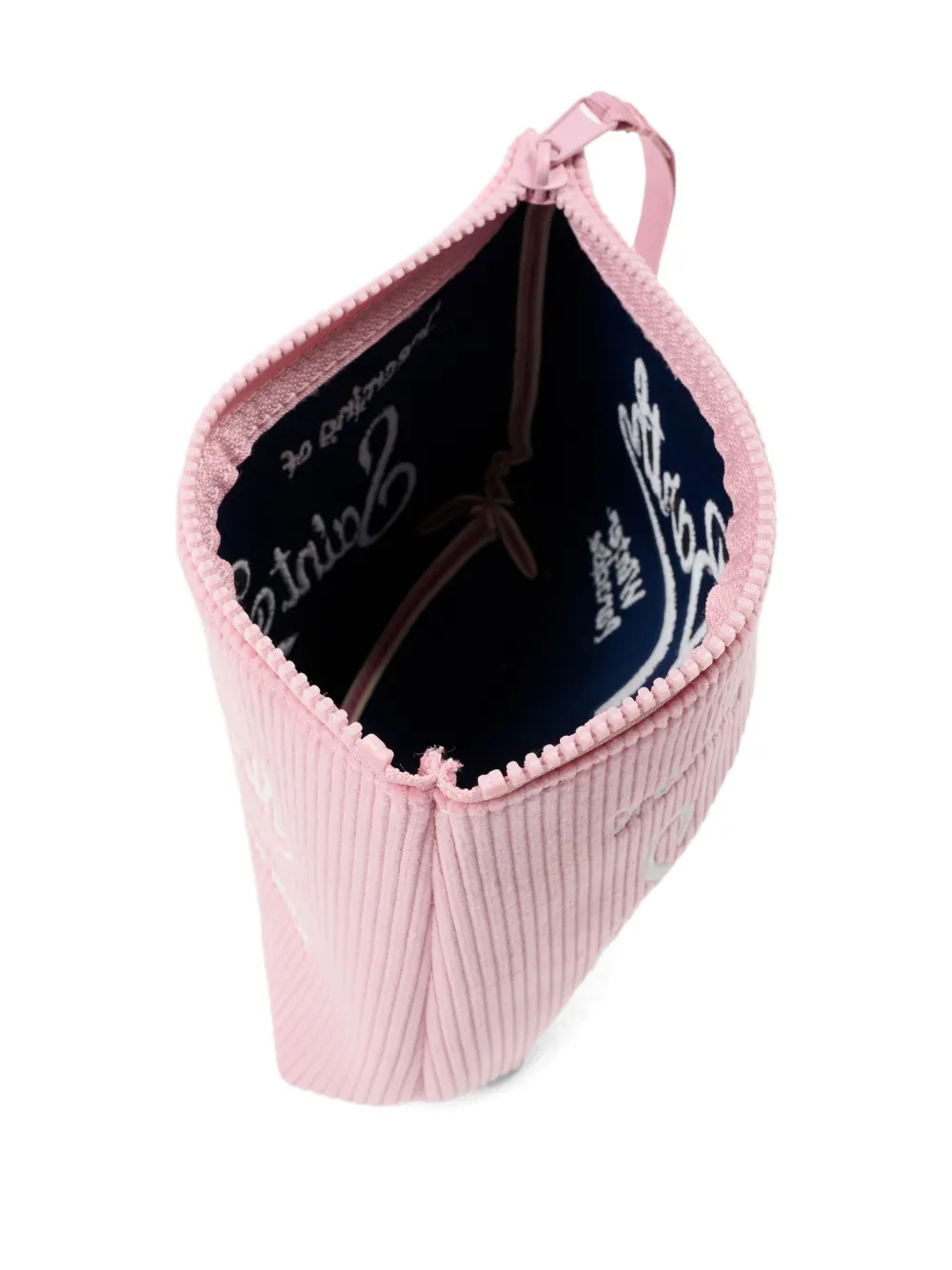 Mc2 Saint Barth Embroidered Corduroy Pouch In Pink