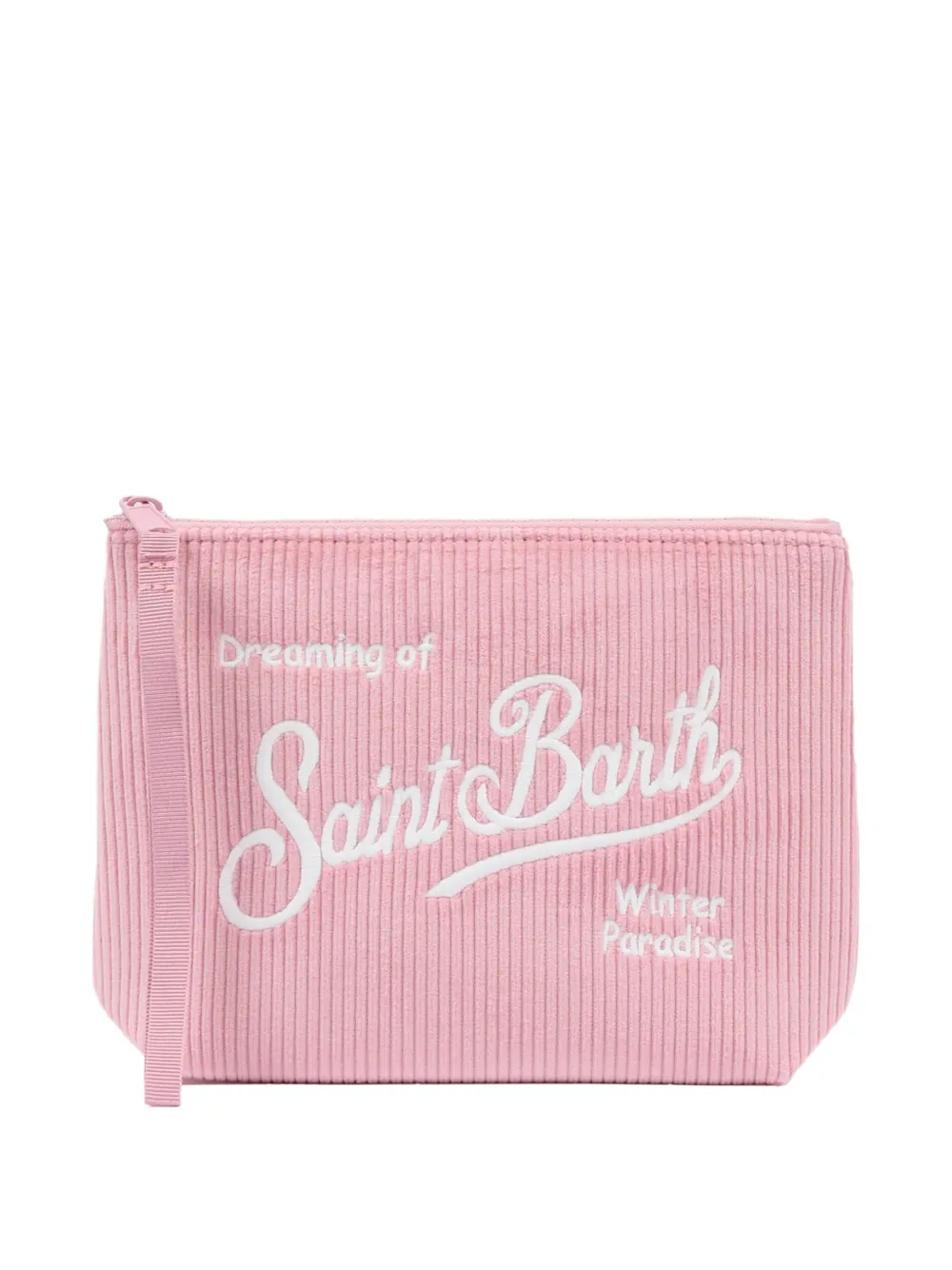 Mc2 Saint Barth Embroidered Corduroy Pouch In Pink