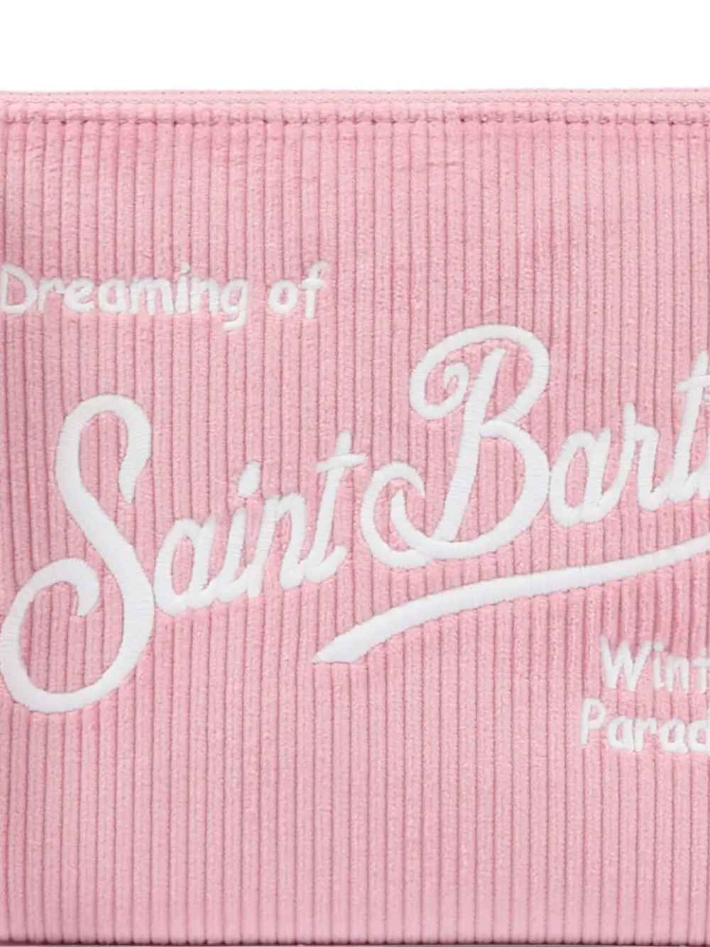 Mc2 Saint Barth Embroidered Corduroy Pouch In Pink