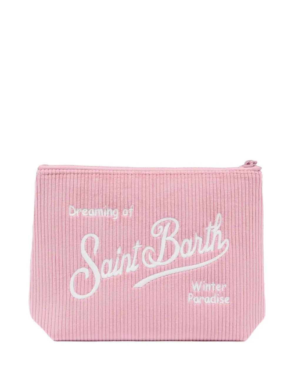 Mc2 Saint Barth Embroidered Corduroy Pouch In Pink
