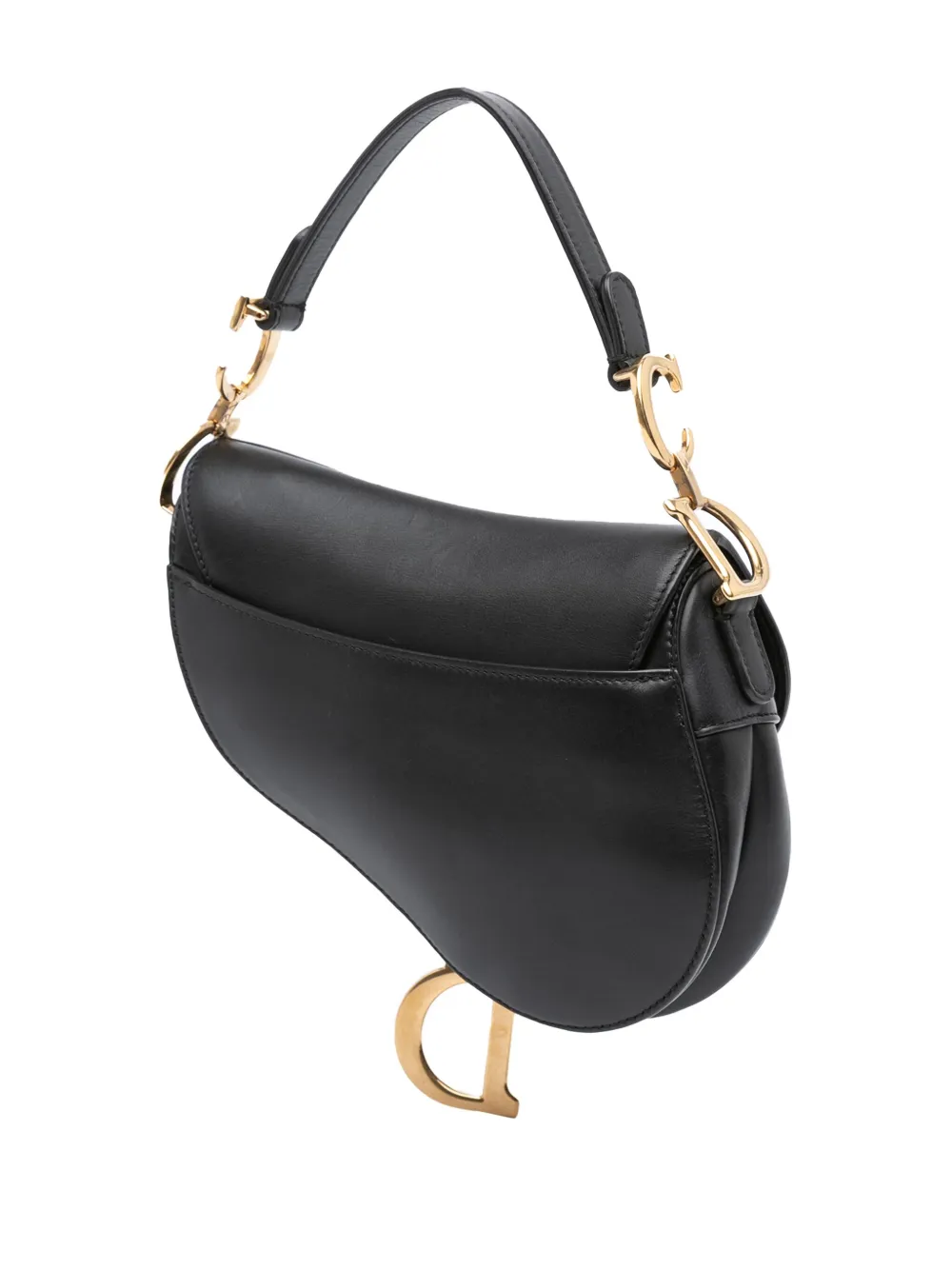 Pre-owned Dior 2018 Mini Smooth Calfskin Saddle Bag Satchel In Black