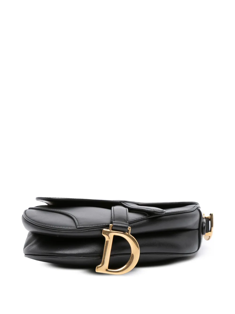Pre-owned Dior 2018 Mini Smooth Calfskin Saddle Bag Satchel In Black