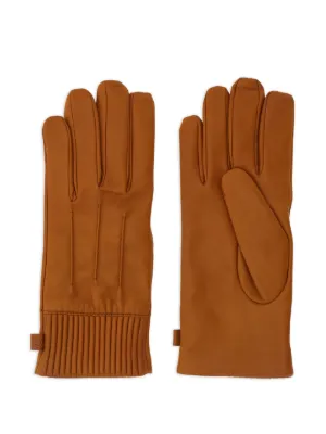 Prada press-stud Leather Gloves | Brown | FARFETCH