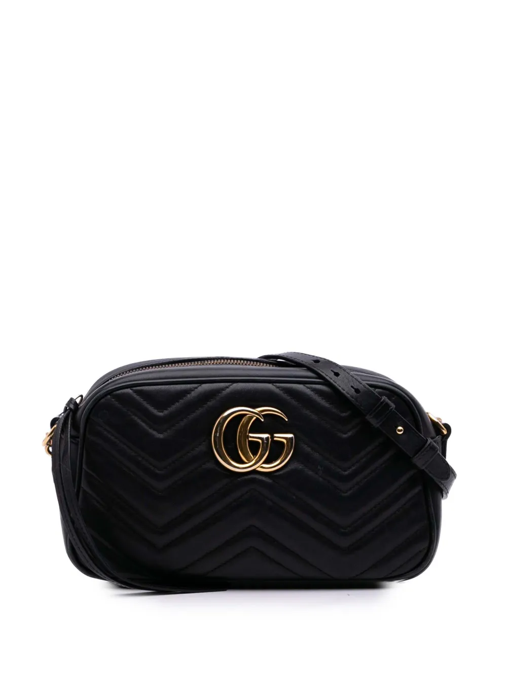 Gucci Pre-Owned 2016-2025 スモール GGマーモント マテラッセ レザー ショルダーバッグ - ブラック