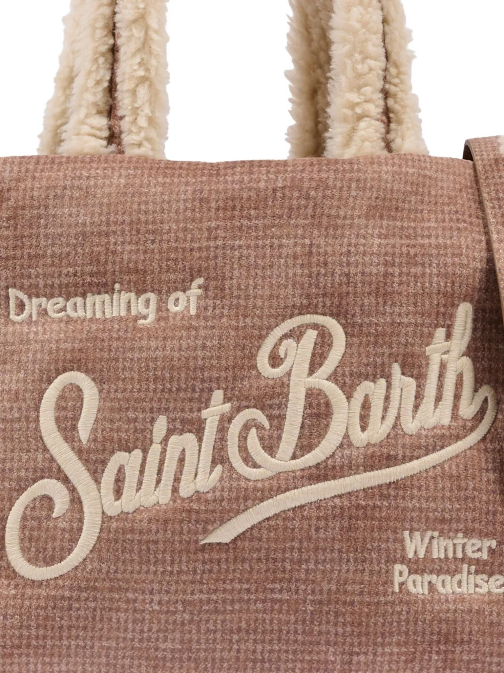 Mc2 Saint Barth Embroidery Faux-fur Bag In Brown