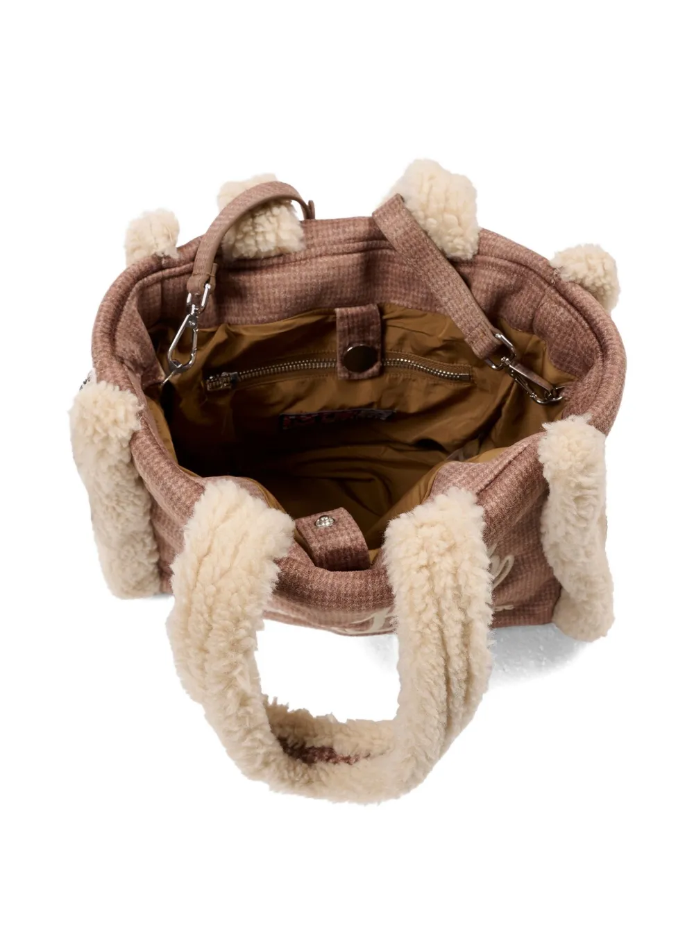 Mc2 Saint Barth Embroidery Faux-fur Bag In Brown