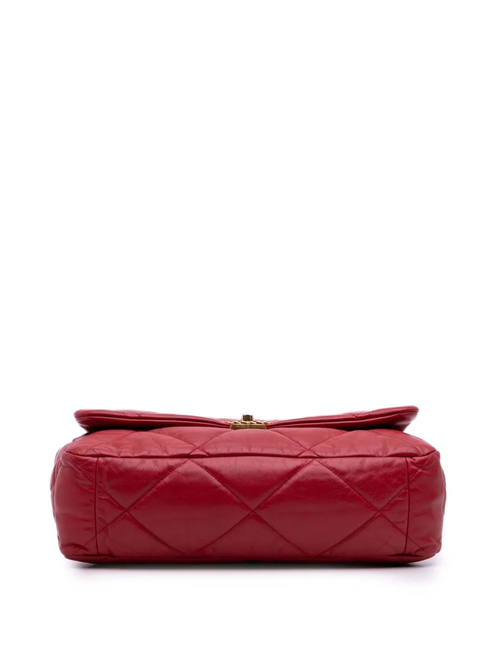 Pre-owned Chanel 2019 Maxi Lambskin 19 Flap Satchel In Red