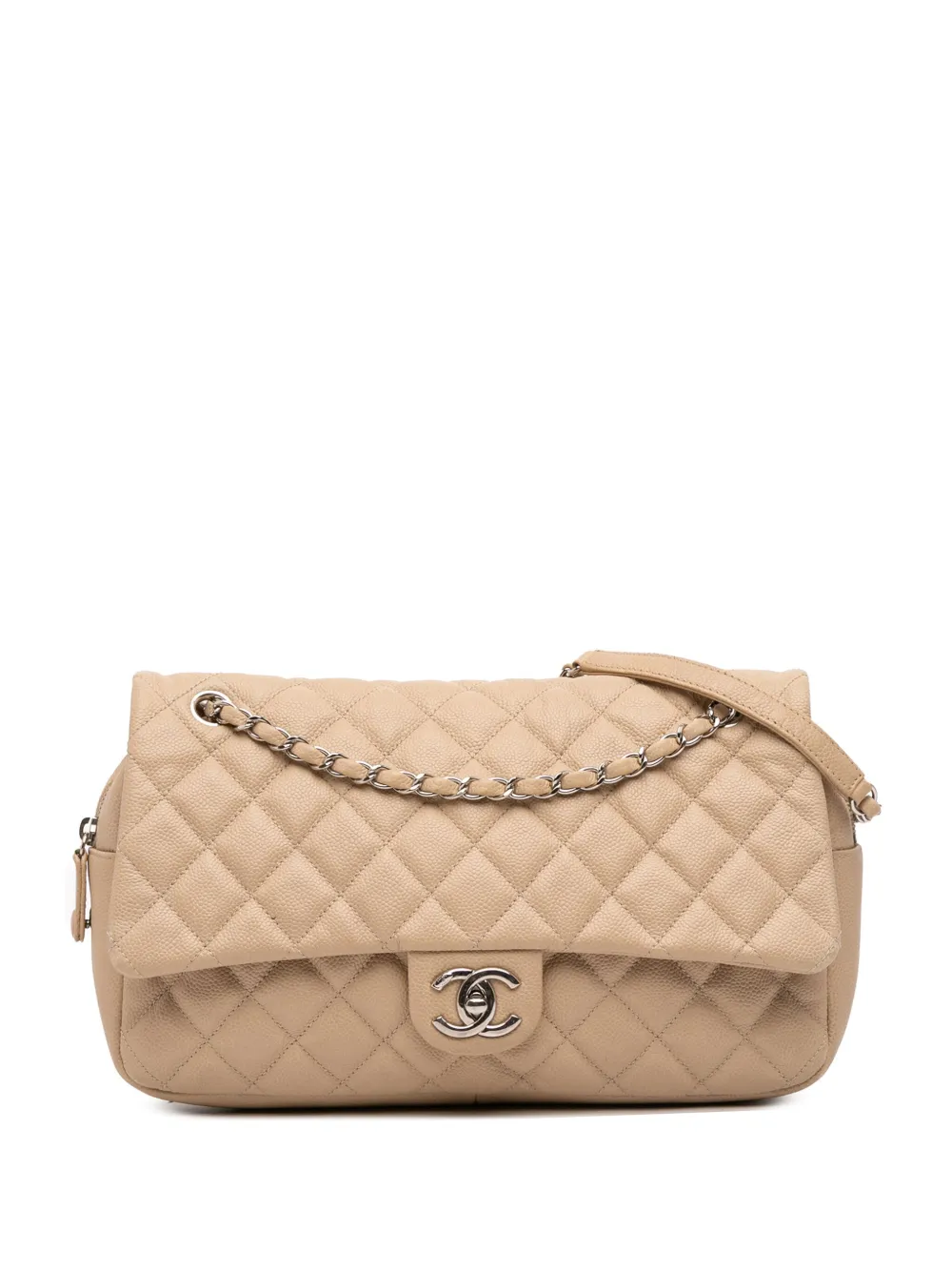 CHANEL Pre-Owned 1989-1991 ジャンボ マトラッセ キャビア イージー フラップ ショルダーバッグ - ブラウン