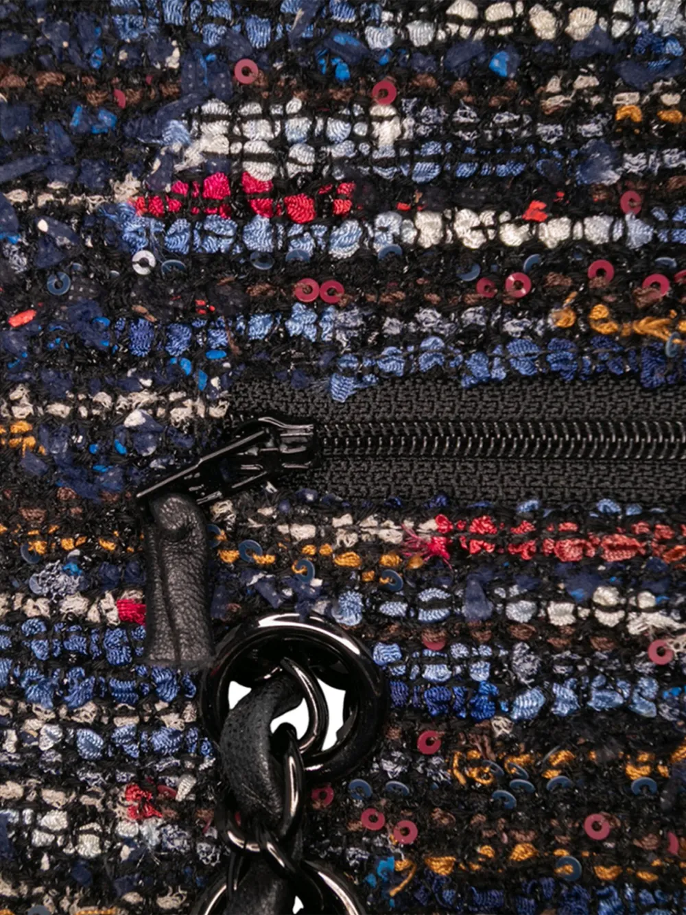 Pre-owned Chanel 2015-2016 Medium Classic Tweed Double Flap Shoulder Bag In Blue