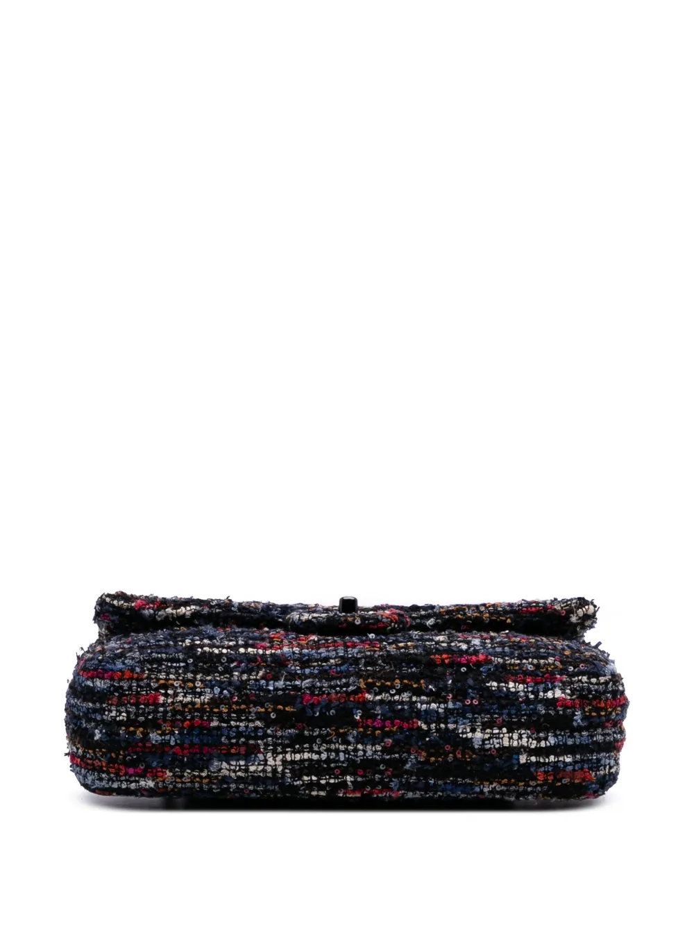 Pre-owned Chanel 2015-2016 Medium Classic Tweed Double Flap Shoulder Bag In Blue