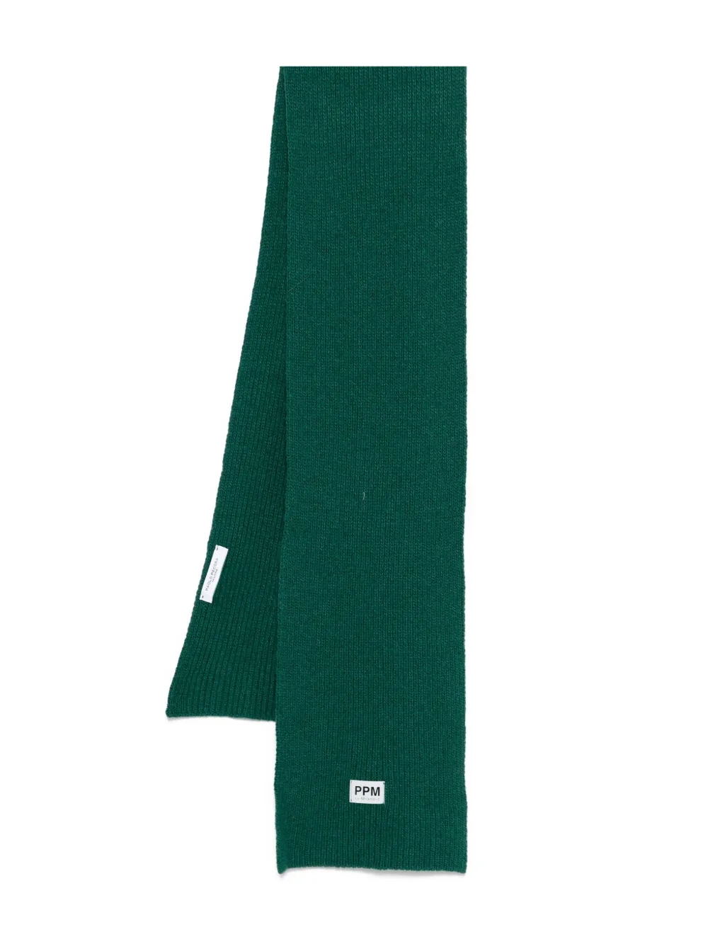 Paolo Pecora Knitted Logo-patch Scarf In Green