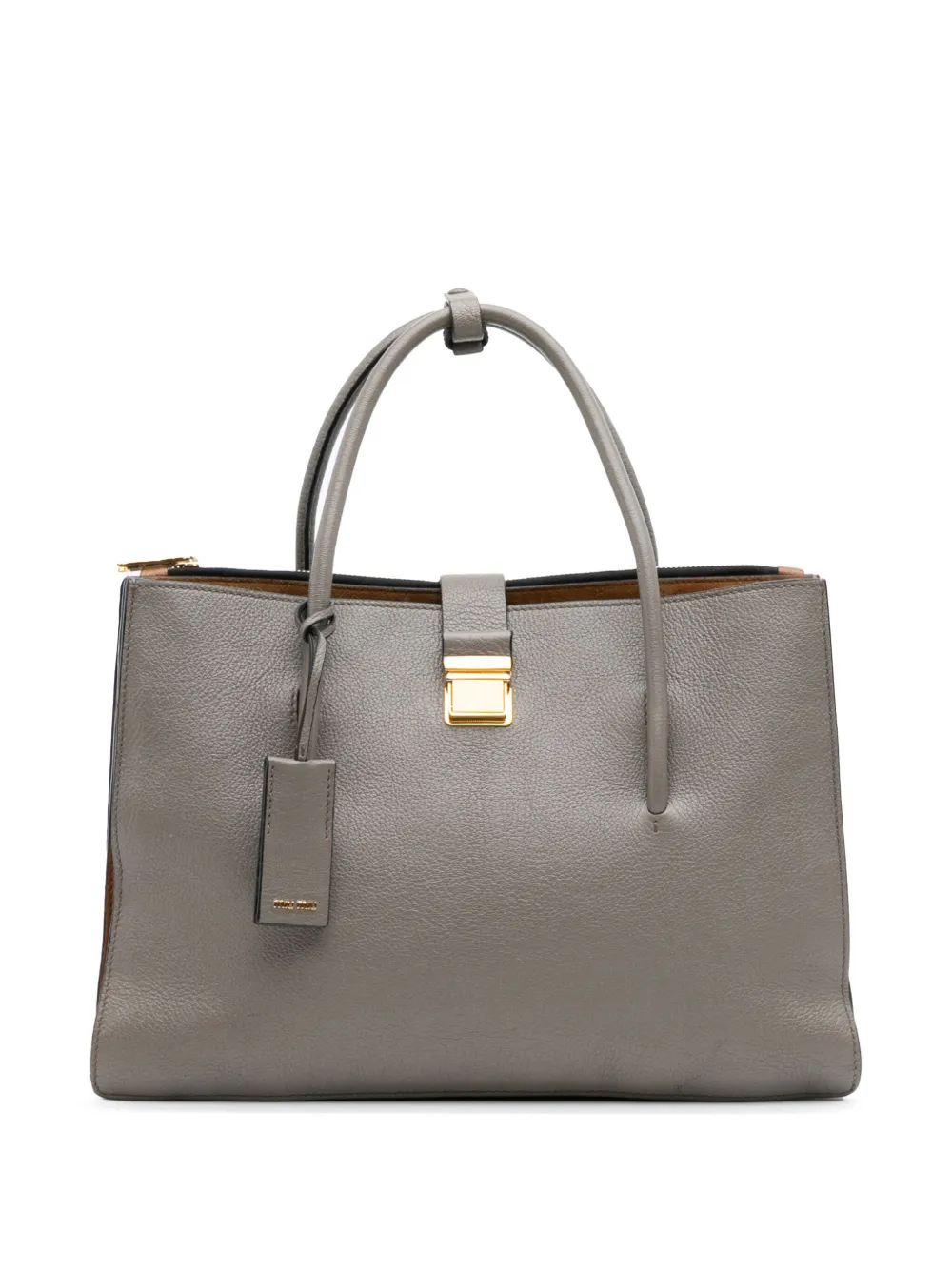 Miu Miu Pre-Owned Borsa a tracolla Madras Push Lock in pelle di capra 2010-2025 | grigio | Image 1