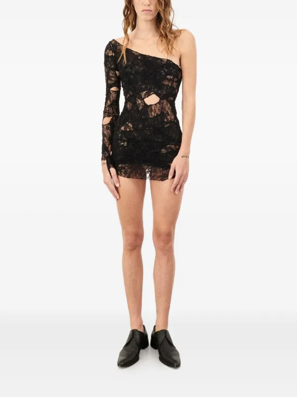 Oh Carla one-sleeve Lace Mini Dress | Black | FARFETCH ID