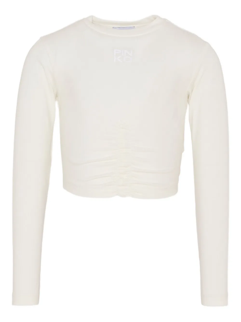 Pinko Ruched Logo T-shirt In White