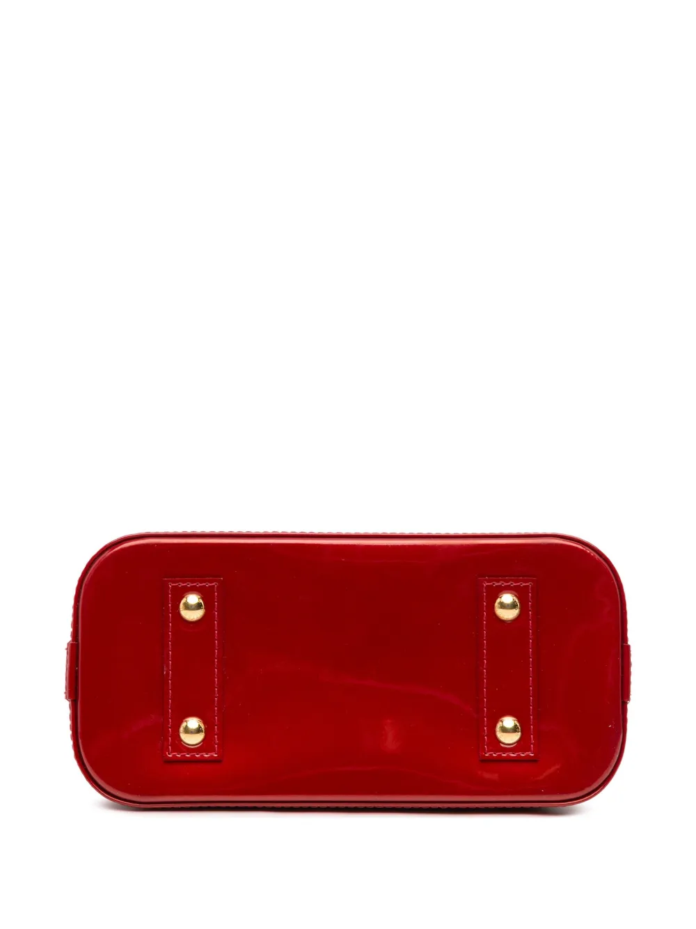 Pre-owned Louis Vuitton 2014 Monogram Vernis Alma Bb Satchel In Red