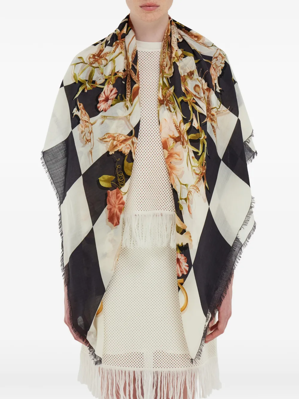 Ferragamo Gaia-print silk scarf - Zwart