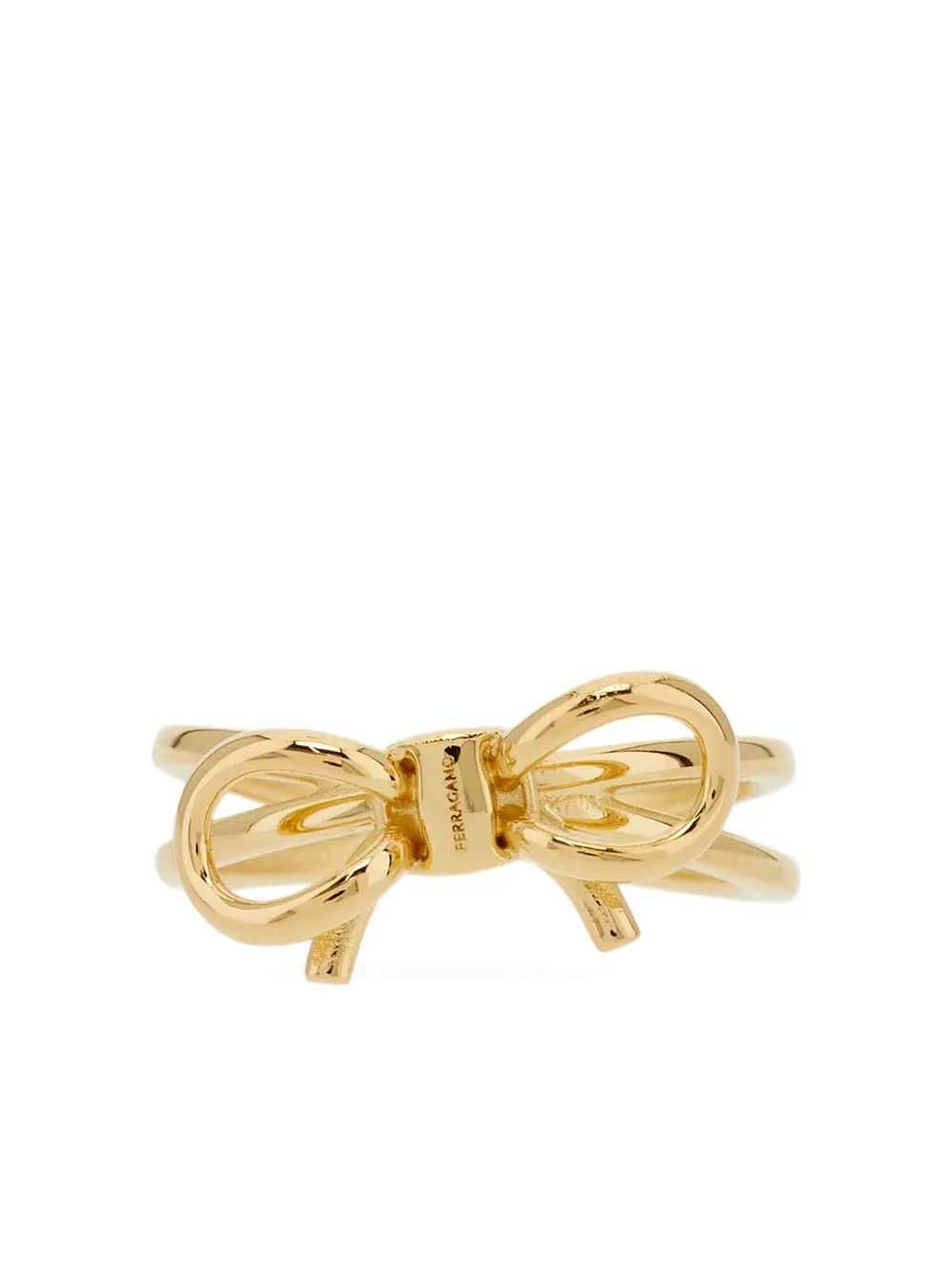 Ferragamo Ring met dubbele band en strik - Goud