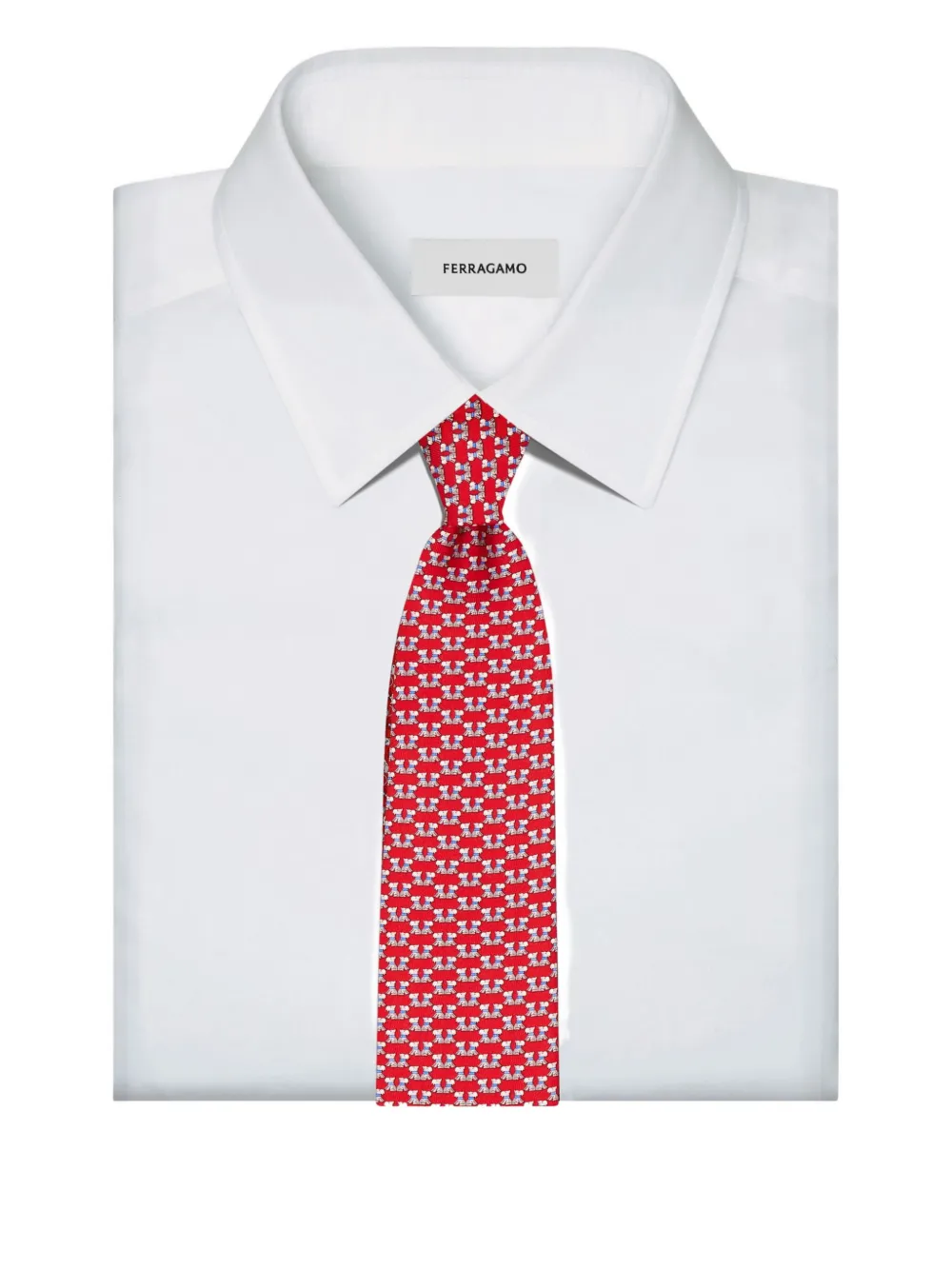 Ferragamo Terrier-print Silk Tie In Red