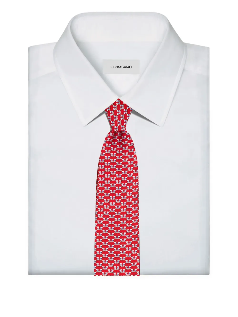 Ferragamo Zijden stropdas met print Rood