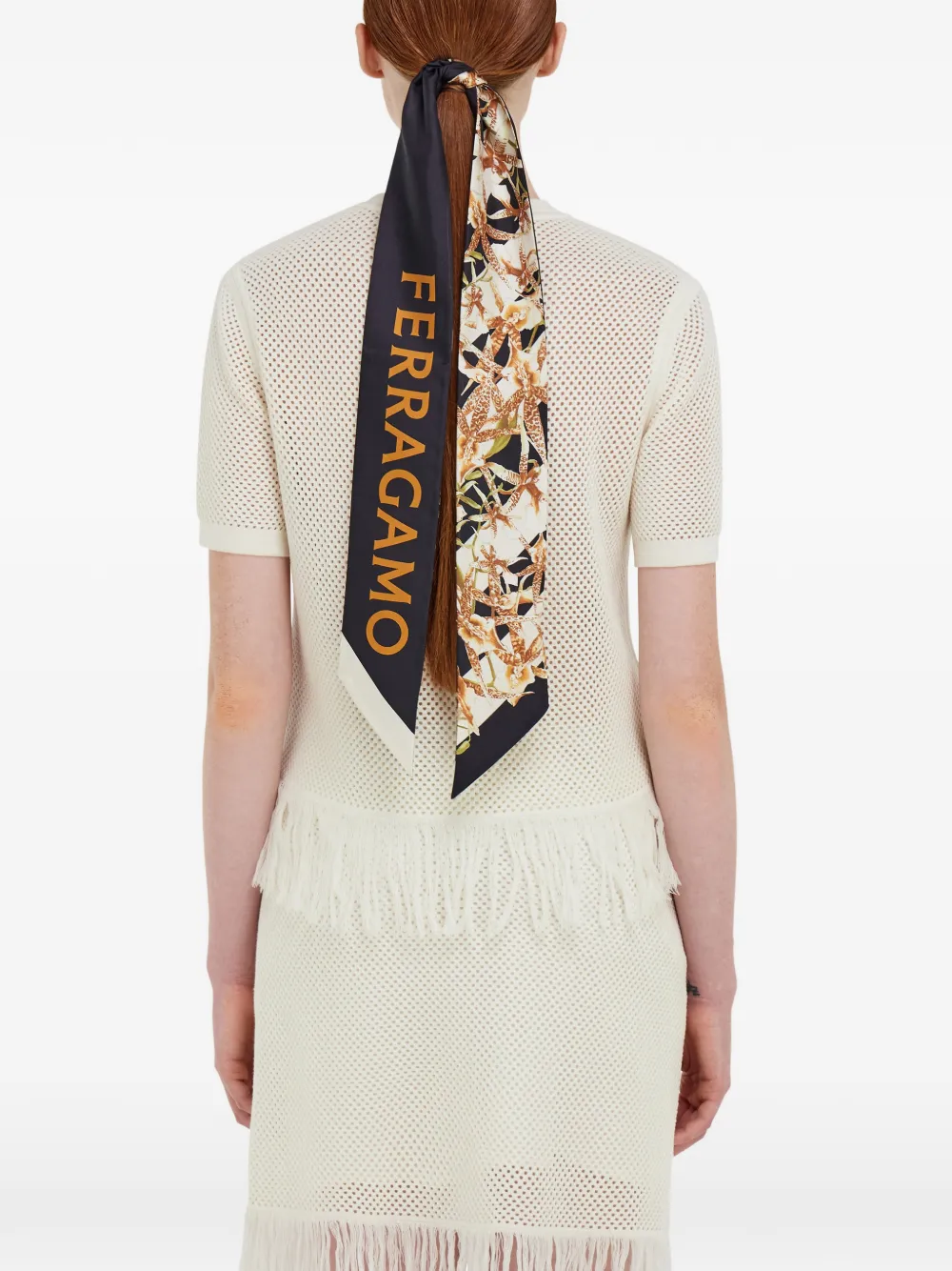 Ferragamo Gaia-print Silk Scarf In Black