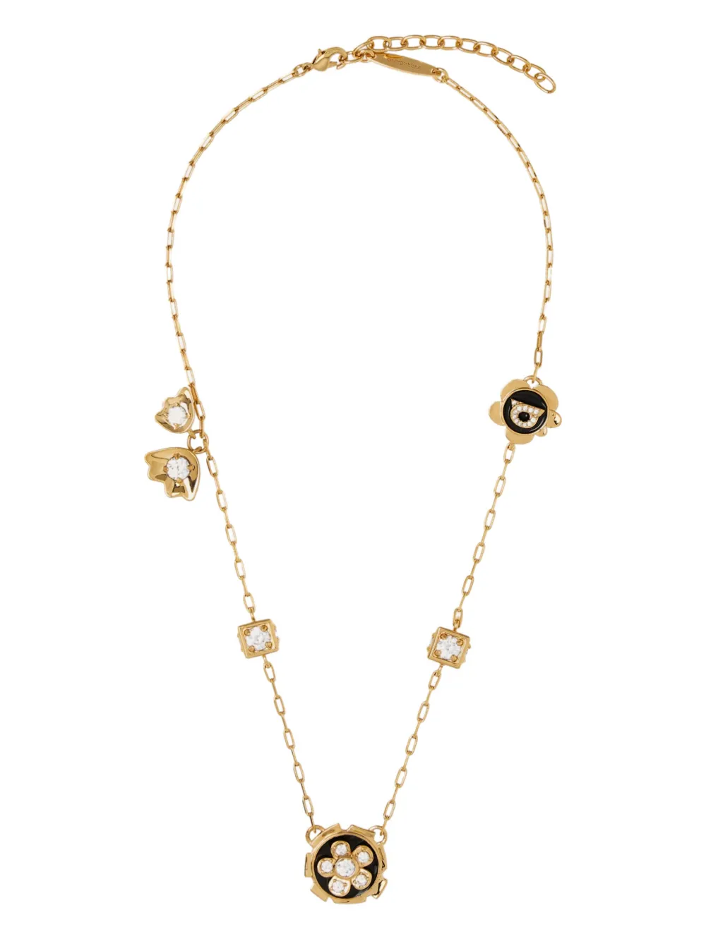 Ferragamo Crystal Charm Necklace In Gold