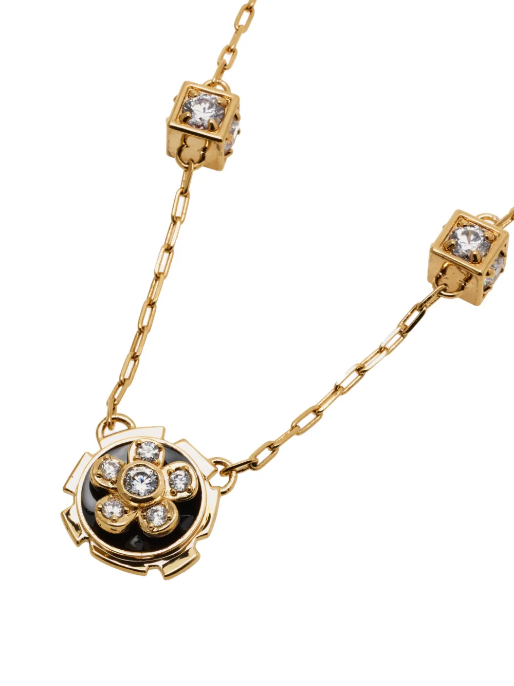 Ferragamo Crystal Charm Necklace In Gold
