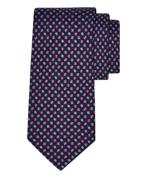 Ferragamo Gravata de seda com estampa