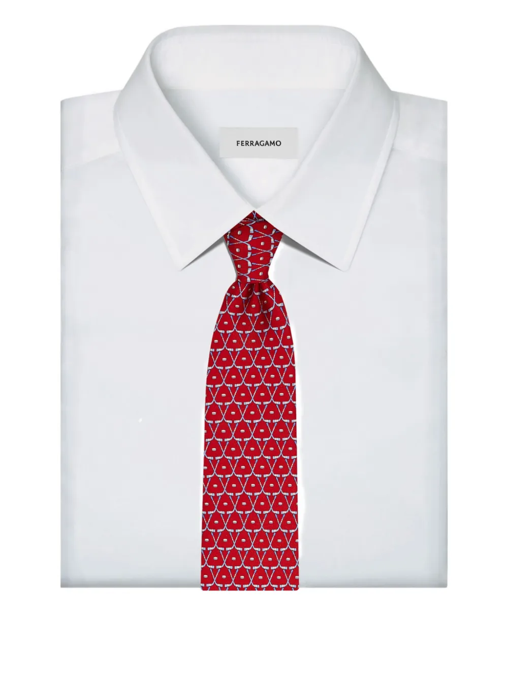 Ferragamo Hockey-print Silk Tie In Red