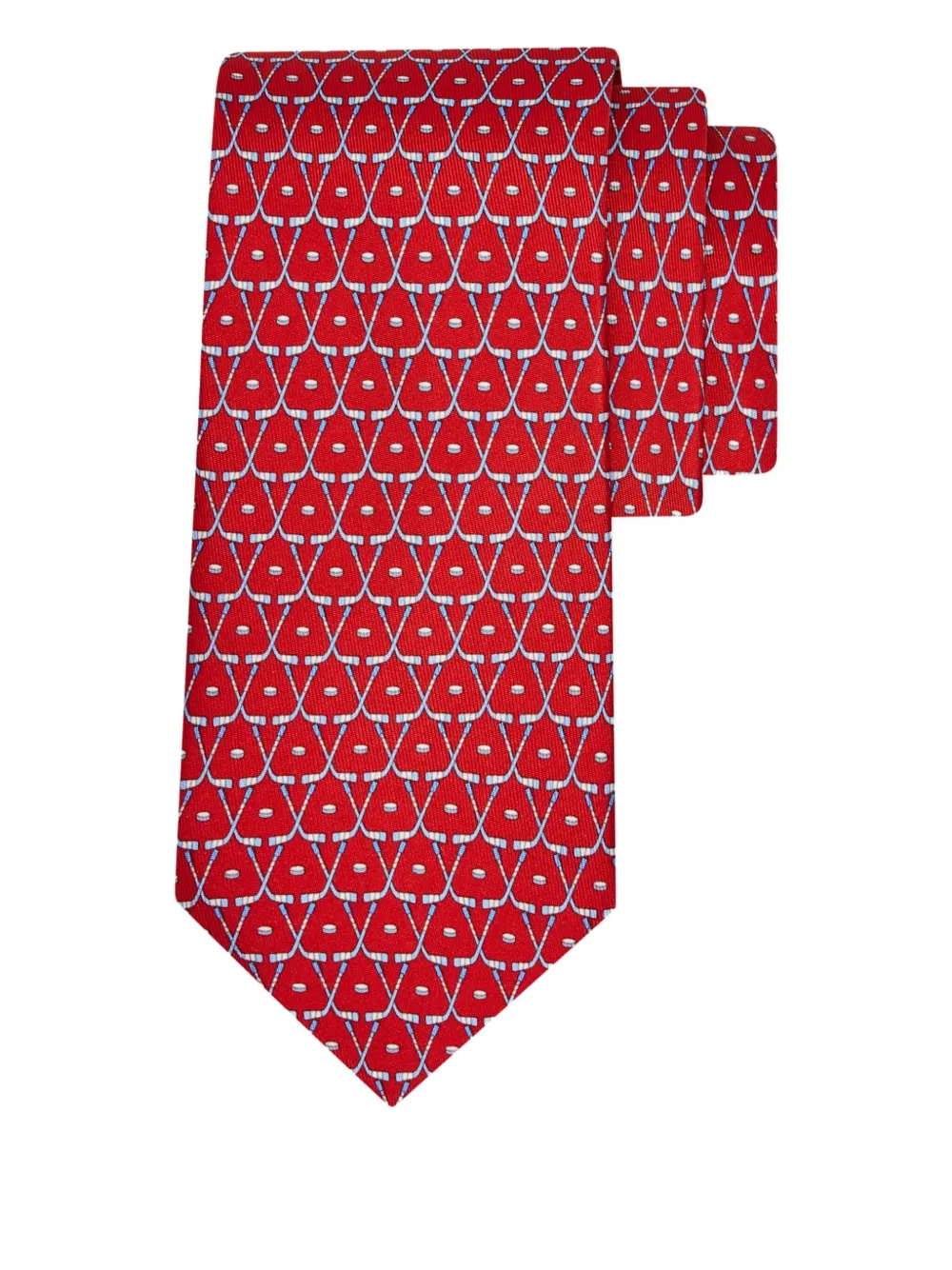 Ferragamo hockey-print silk tie - Rood