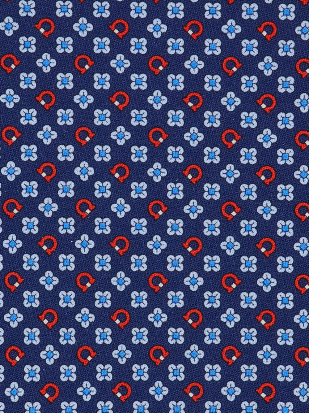  Ferragamo Corbata Gancini Con Estampado Floral - Azul 