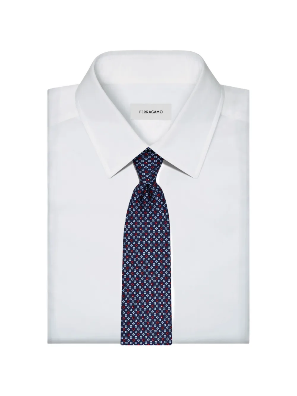 Ferragamo Zijden Gancini stropdas met bloemenprint Blauw
