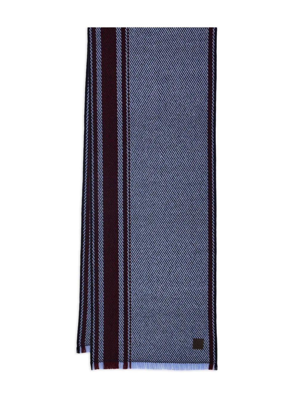 Ferragamo striped-detail cashmere scarf - Blu
