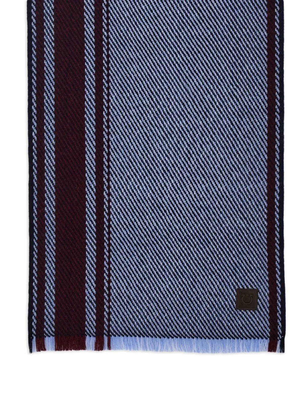 Ferragamo striped-detail cashmere scarf - Blauw