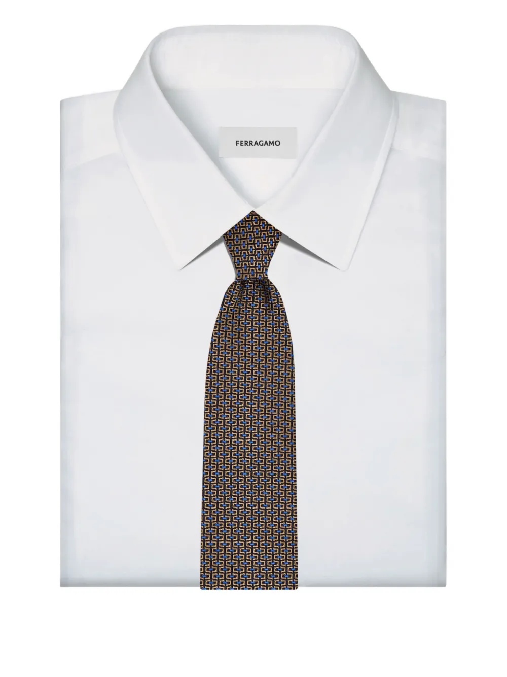 Ferragamo Gancini stropdas met jacquard Bruin