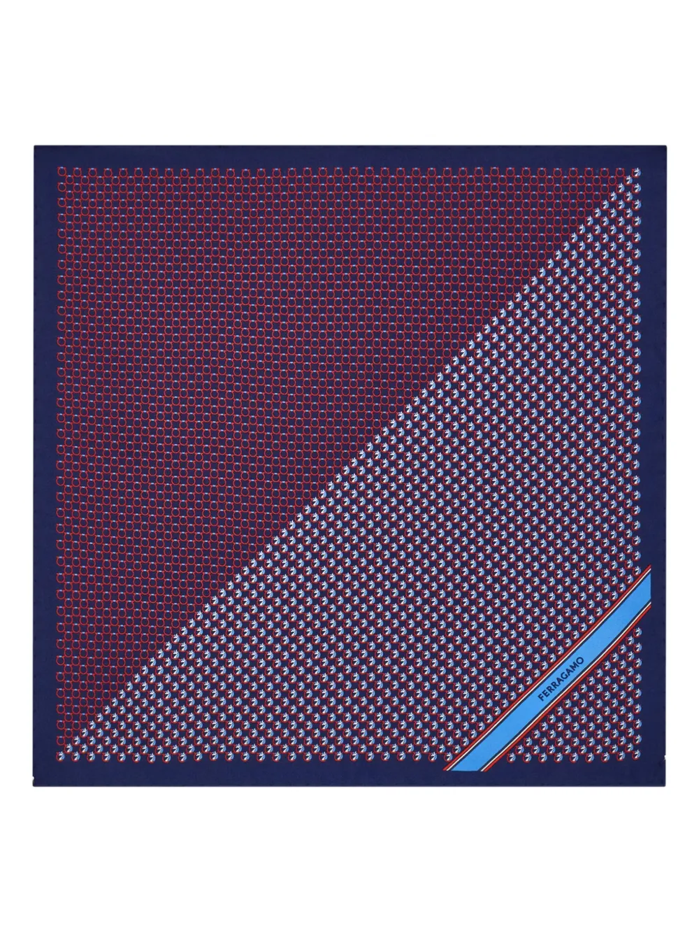 Ferragamo gancini pegasus print pocket square scarf | Blue | Image 1