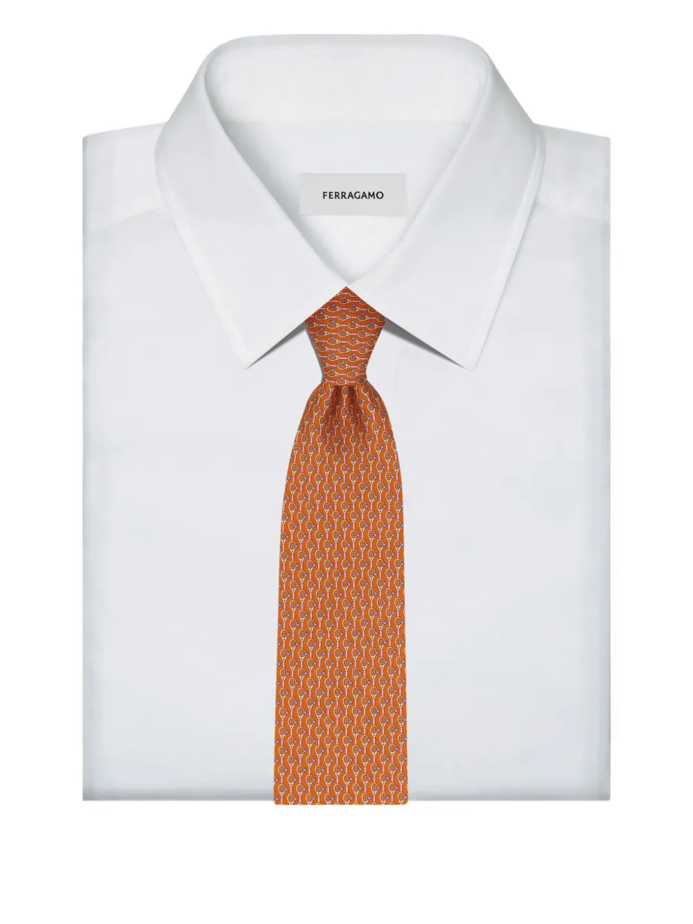 Ferragamo Zijden stropdas met tennis-print Oranje