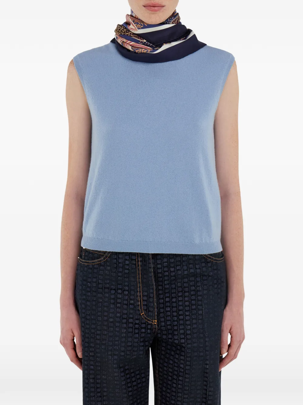 Ferragamo Water Lilies Print Silk Scarf In Blue