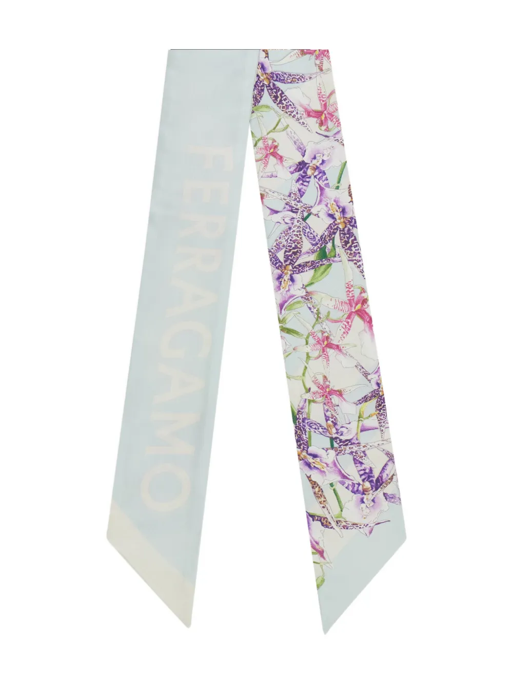 Ferragamo Gaia Print Silk Bandeau In Blue