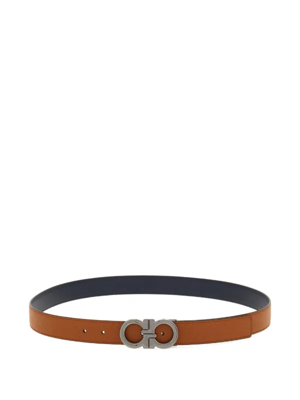 Ferragamo Reversible and Adjustable Gancini Belt in Brown