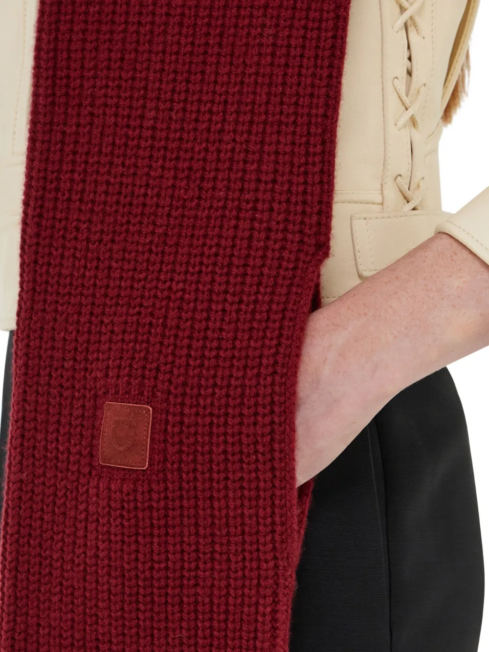 Ferragamo Hooded Fringe Scarf In Burgundy