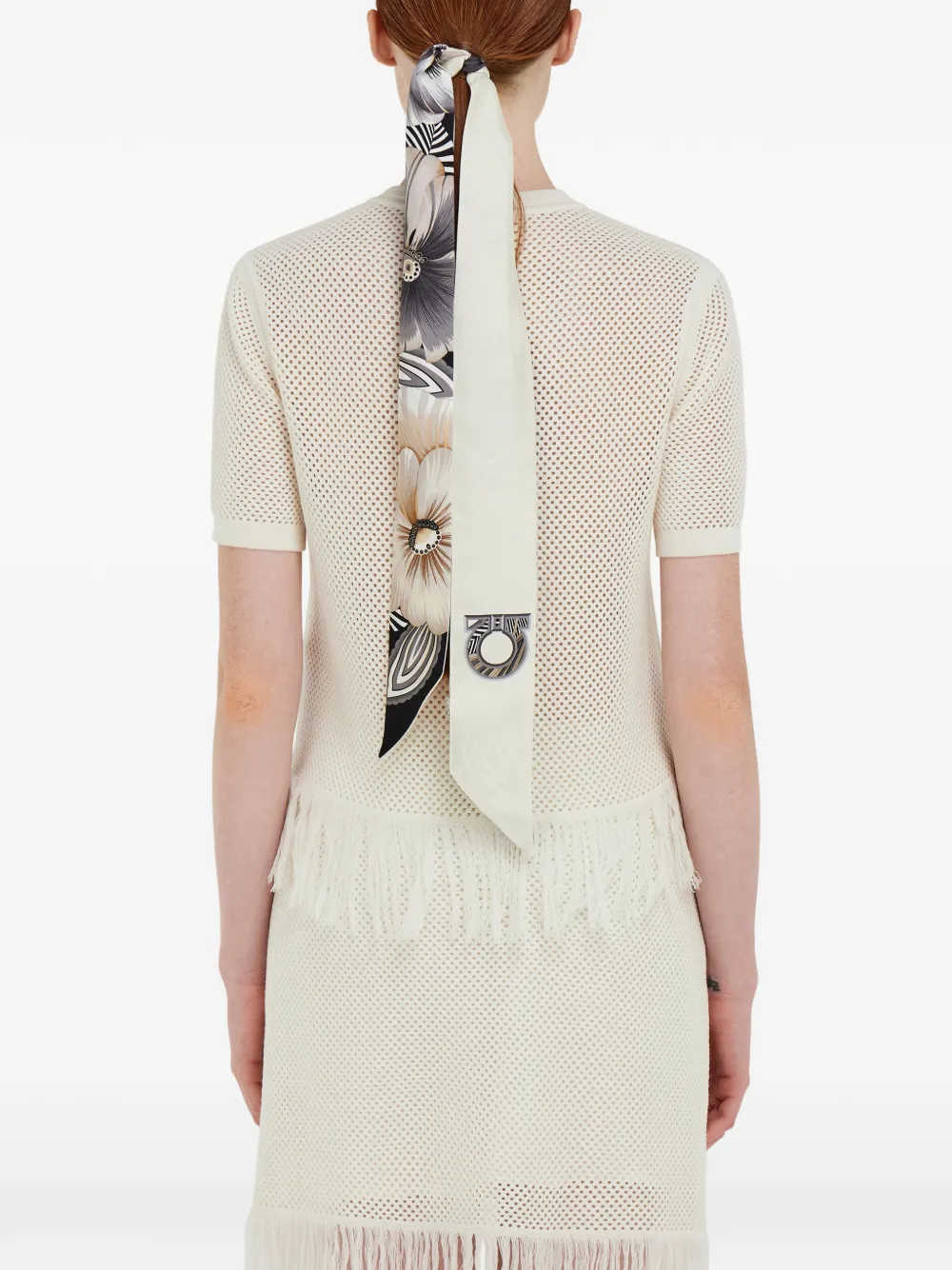 Ferragamo Brezza Print Silk Bandeau In Neutral