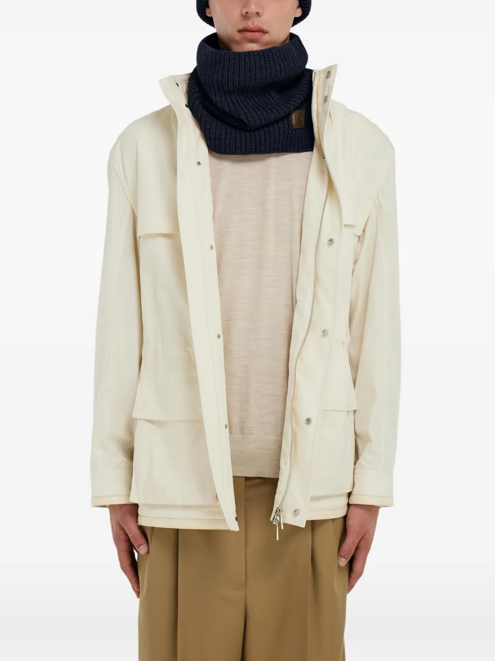 Ferragamo Geribbelde halswarmer met label Blauw