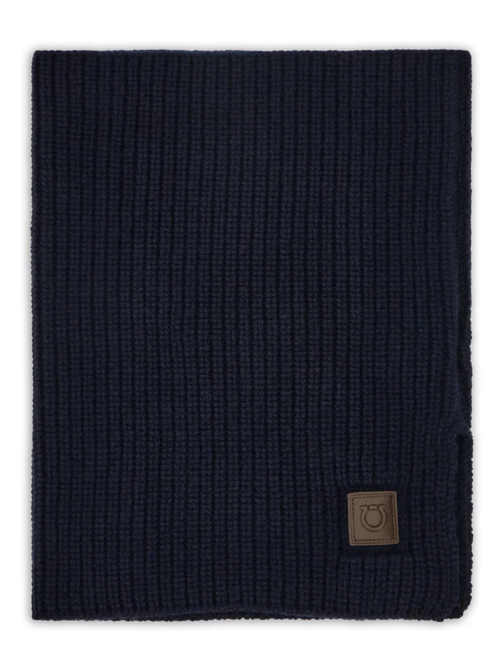 Ferragamo ribbed tag neck warmer - Blu