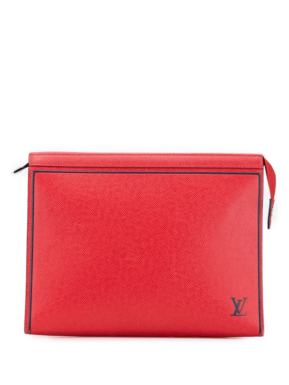 Pre-owned Louis Vuitton 2019 Taiga Pochette Voyage Mm Clutch Bag In Red