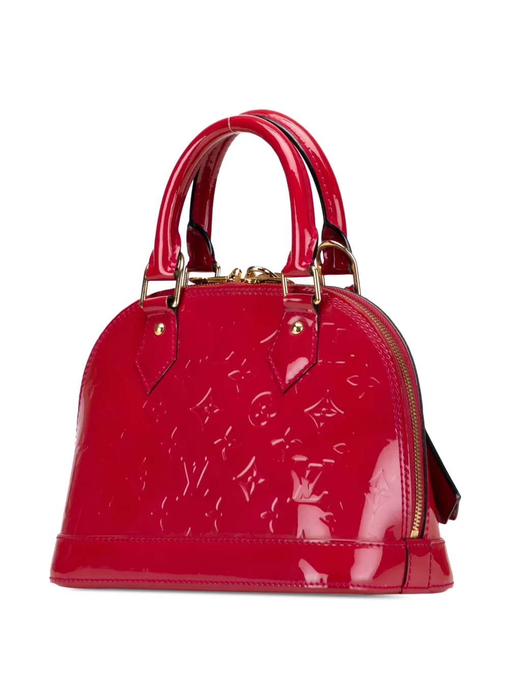 Pre-owned Louis Vuitton 2015 Monogram Vernis Alma Bb Satchel In Red