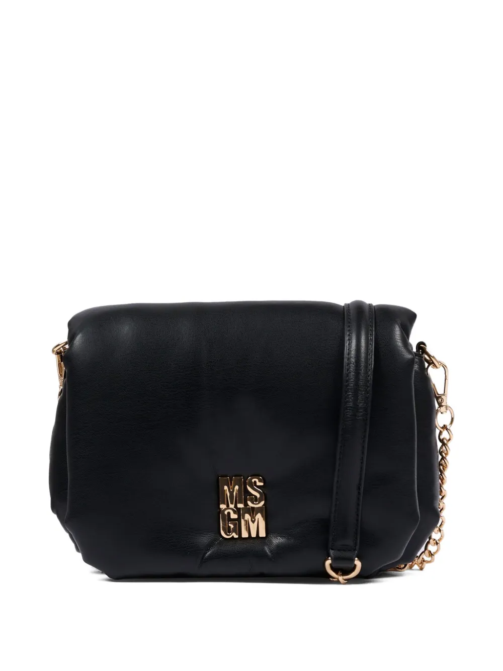 Msgm Logo Shoulder Bag In Black