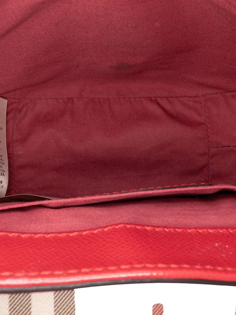 Pre-owned Burberry 2000-2017 Patent Leather And Haymarket Check Coated Canvas Maydown Crossbody Bag In Red